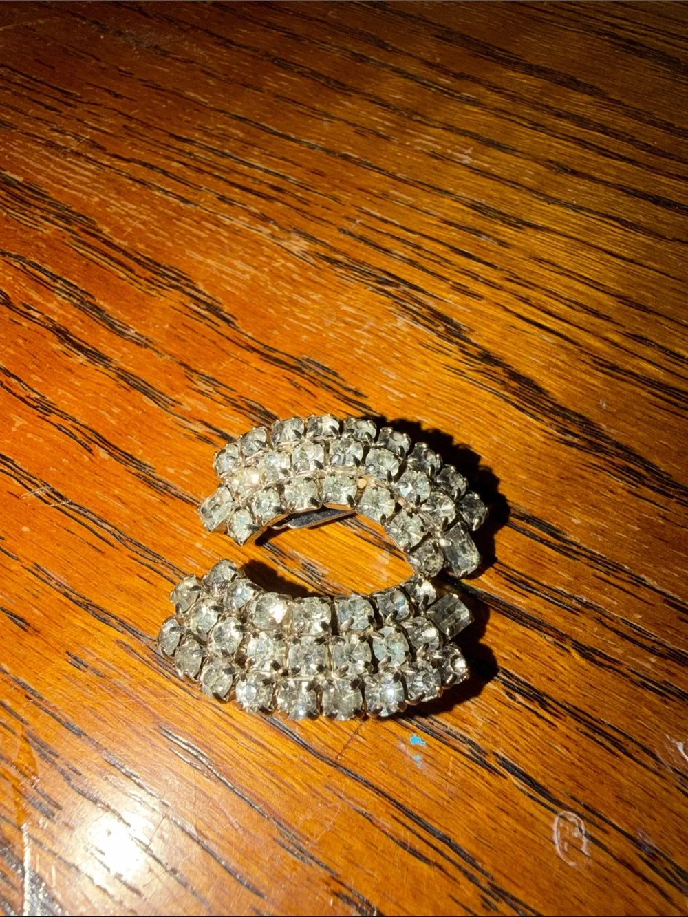 Crystal Double-Row Clip-On Earrings - Clear Stones